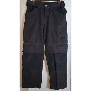 Men's Skillers Black Distressed Double Knee Work Wear Cargo Pants Sz 32 x 30